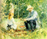 Eugène Manet et sa fille dans le jardin de Bougival